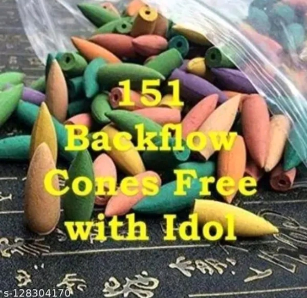 Shankara Backflow Cone Incense Holder | Shiv Decorative Showpiece with 151 Free Fragrance Smoke Backflow Incense Cone - 8, Black