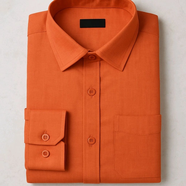 Cotton Orange Full Hands Shirt For Men