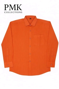Cotton Orange Full Hands Shirt For Men