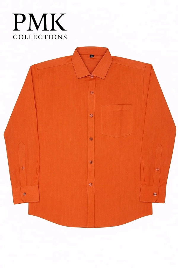 Cotton Orange Full Hands Shirt For Men