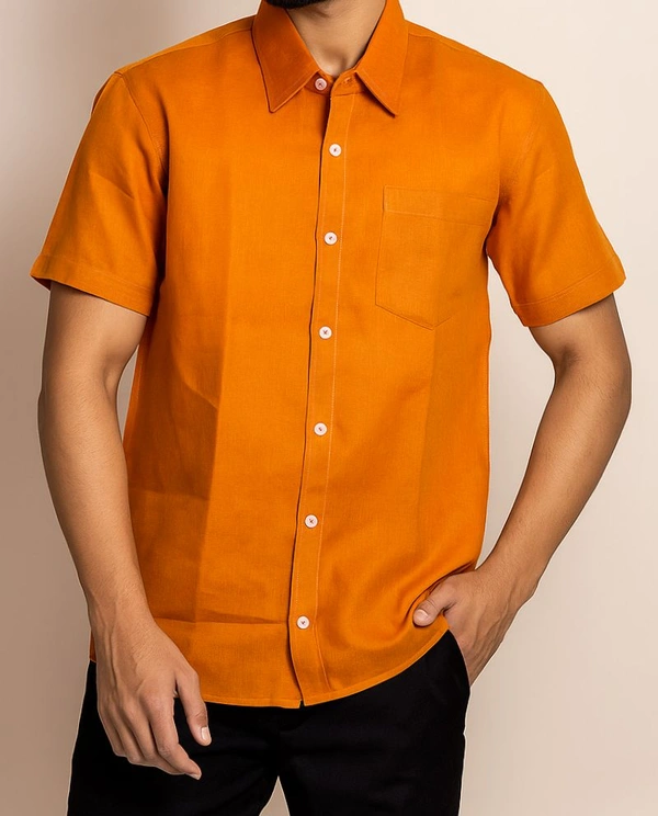 Men's Pepar Cotton Shirt _XXL Size 44 - XXL (44), Flush Orange