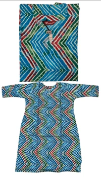 Multicolor Chevron Print Cotton Kurti with | S to XXL - S To XXL, Powder Blue