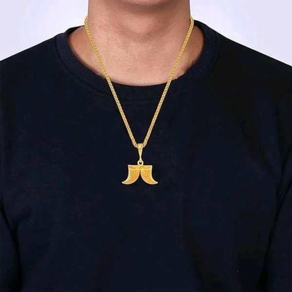 Gold Plated Double Nail Pandent With New Rassa Chain For Men