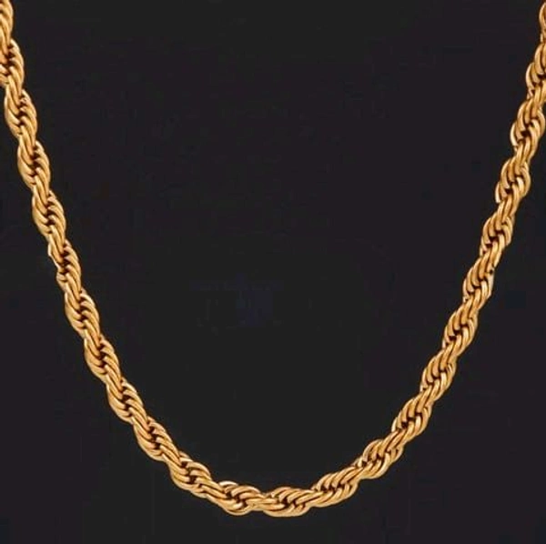 Gold Plated Rope Chain For Men And Women (Thin) - Gold, Free Size