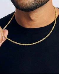 Gold Plated Rope Chain For Men And Women (Thin) - Gold, Free Size