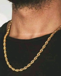 Gold Plated Rope Chain For Men And Women (Thin) - Gold, Free Size