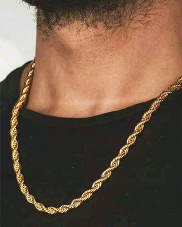 Gold Plated Rope Chain For Men And Women (Thin) - Gold, Free Size