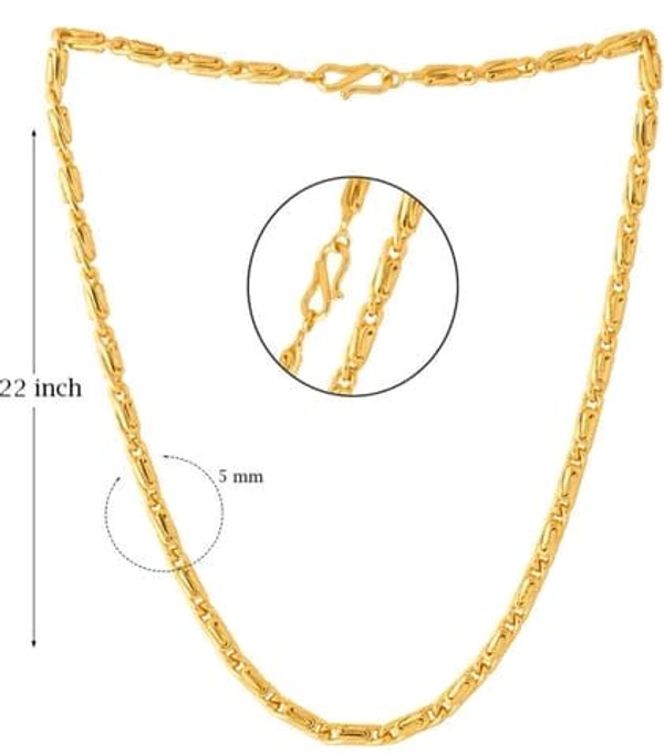 Traditional Imported Gold Plated Chain For Men And Boys - Gold, Free Size