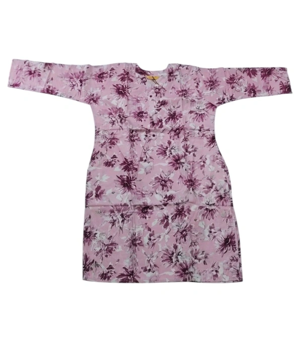 Stylish Floral Printed Straight Kurti for Women (S to XXL) - Pink Lace, S To XXL Size Available