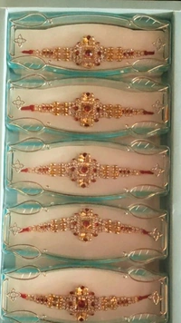 Premium Designer Rakhi with Stone & Bead Work for Brother 1 Pc - Free Size, Red