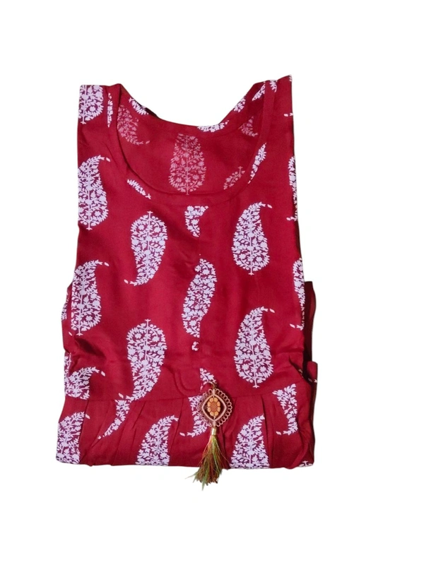 Women’s Heavy Rayon Print Kurti with Latkan – Stylish Daily Wear - Pink Flamingo, XL