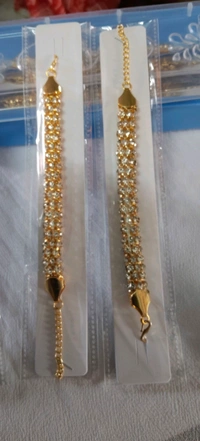 Rakhi Special Gold Coating Full Stones Brass Light Rakhi For My Brother 2 pcs - Gold, free size
