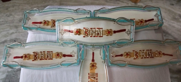 BHAI Name Brass Light Style Stone Rakhi for Brother 2Pcs - Gold, Free Size