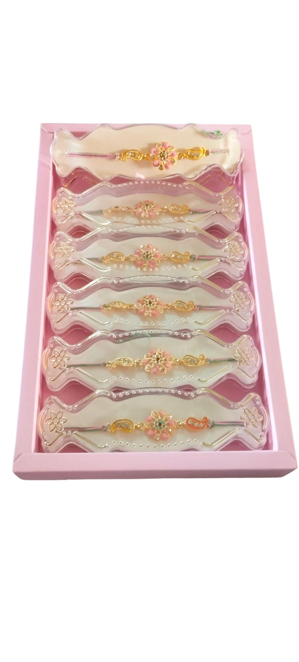 Elegant Floral Designer Rakhi – A Special Bond for Your Brother 2Pcs - Gold, Free Size