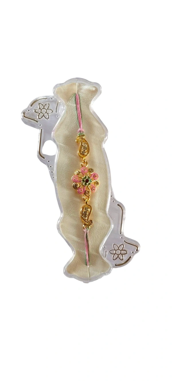 Elegant Floral Designer Rakhi – A Special Bond for Your Brother 2Pcs - Gold, Free Size