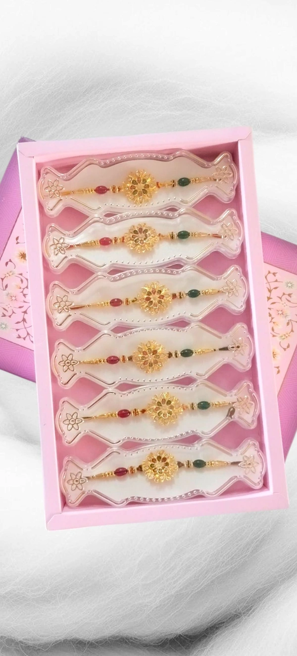 Traditional Floral Beaded Rakhi for Brother | Raksha Bandhan Special | Golden Designer Rakhi 2 Pcs - Free Size