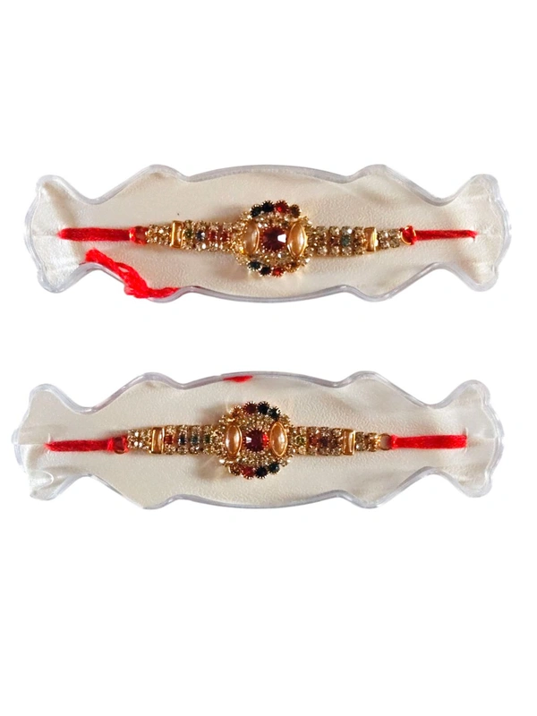 Premium Stone Studded Fancy Rakhi for Brother (Set of 2) - Free Size