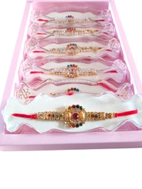 Premium Stone Studded Fancy Rakhi for Brother (Set of 2) - Free Size