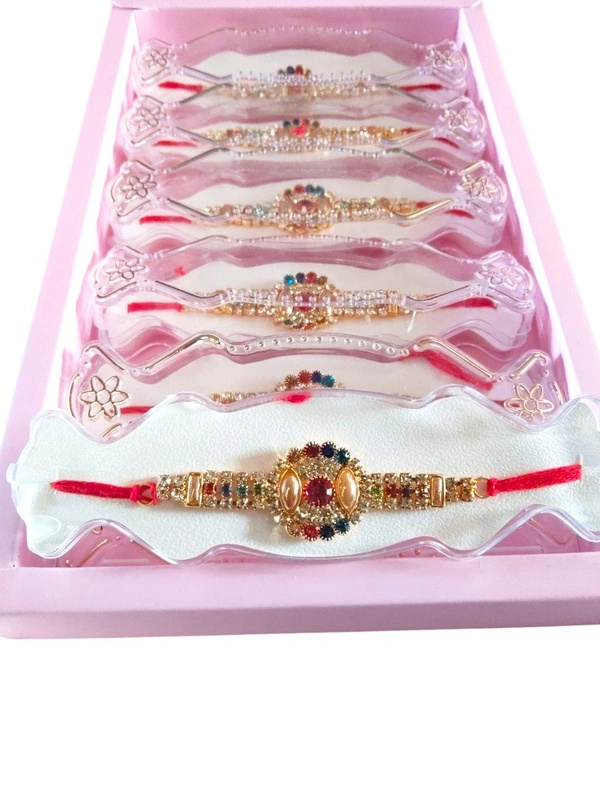 Premium Stone Studded Fancy Rakhi for Brother (Set of 2) - Free Size