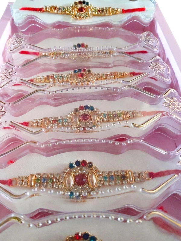 Premium Stone Studded Fancy Rakhi for Brother (Set of 2) - Free Size