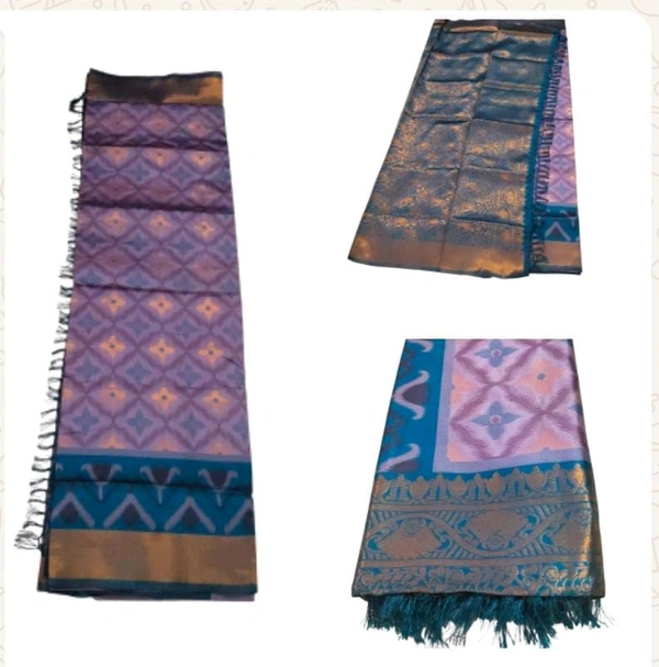 Pochampally Ikkat Silk Saree - Blue Chalk, Free Size