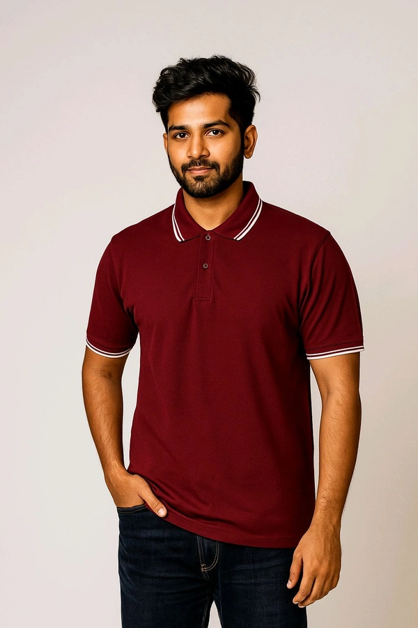 Men Cotton Blend Regular Tshirts - Maroon, XXL Size Available