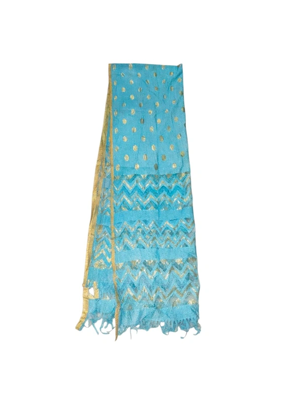 Cotton Blend Women Kurti With Dupatta & Bottomwear - Eastern Blue, XL