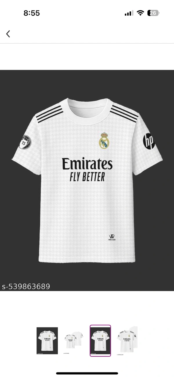 White Real Madrid Jersey For Men | Plain White Jersey  - L