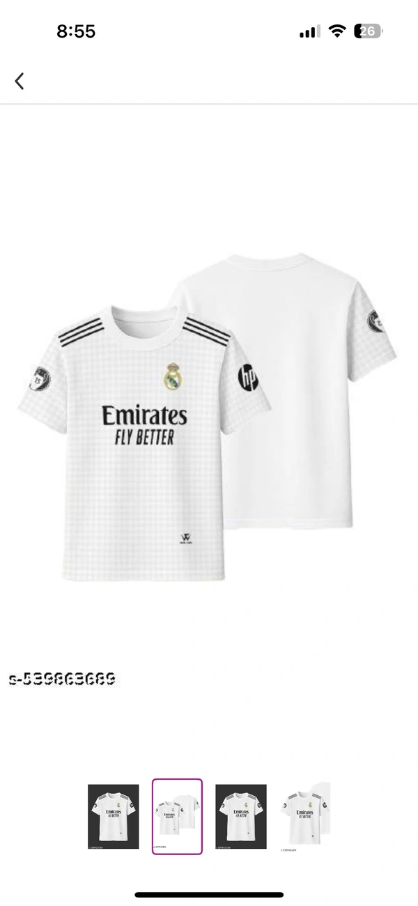 White Real Madrid Jersey For Men | Plain White Jersey  - L