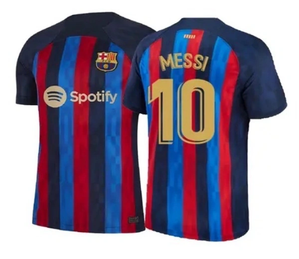 Sports Soccer Official New Latest Barcelona Jersey Home Away Kit Messi 10 Football Jersey For Boys , Kids And Men - XS