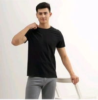 Ziptoo Mens 100% Cotton T Shirt For Men In Round Neck  - Black, L