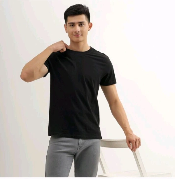 Ziptoo Mens 100% Cotton T Shirt For Men In Round Neck  - Black, L