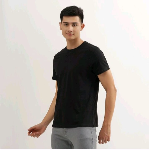 Ziptoo Mens 100% Cotton T Shirt For Men In Round Neck  - Black, L
