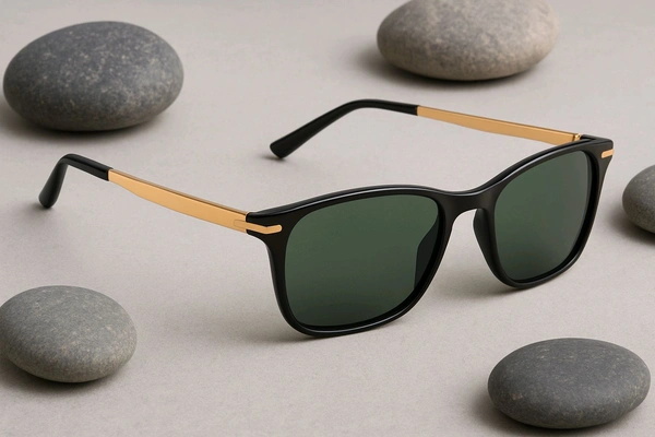 Sunburn "Timeless Black & Gold Aviator Sunglasses - Classic Elegance"
 - Yellow, For Mens