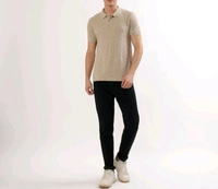 Ziptoo Men's Beige Textured Polo T-Shirt – Smart Casual Style
 - Cream, S