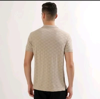 Ziptoo Men's Beige Textured Polo T-Shirt – Smart Casual Style
 - Cream, M