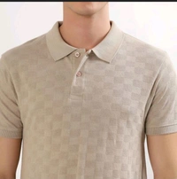 Ziptoo Men's Beige Textured Polo T-Shirt – Smart Casual Style
 - Cream, M