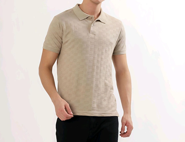 Ziptoo Men's Beige Textured Polo T-Shirt – Smart Casual Style
 - Cream, Xl