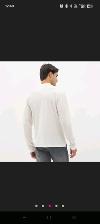 Ziptoo Men's White Textured Long Sleeve Polo T-Shirt – Elegant Everyday Essential - White, L