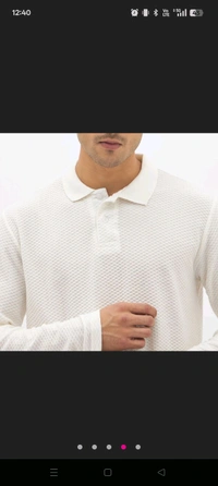 Ziptoo Men's White Textured Long Sleeve Polo T-Shirt – Elegant Everyday Essential - White, L