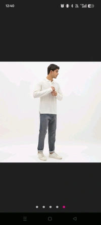Ziptoo Men's White Textured Long Sleeve Polo T-Shirt – Elegant Everyday Essential - White, L