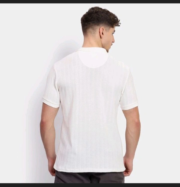 Ziptoo  Men's White Textured Polo T-Shirt – Classic & Sophisticated Look - White, S