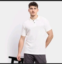 Ziptoo  Men's White Textured Polo T-Shirt – Classic & Sophisticated Look - White, Xl