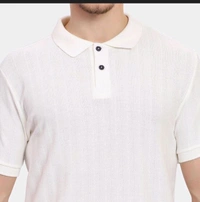 Ziptoo  Men's White Textured Polo T-Shirt – Classic & Sophisticated Look - White, Xl