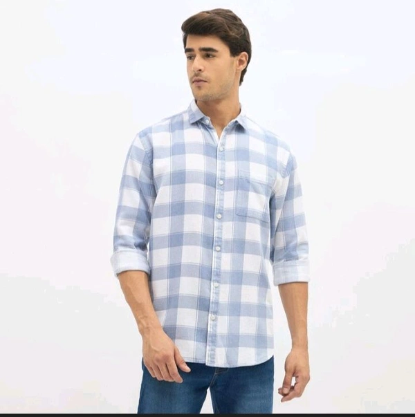 Ziptoo  Men's Blue & White Checkered Casual Shirt – Timeless Everyday Style
 - L