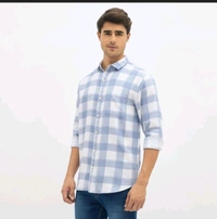 Ziptoo  Men's Blue & White Checkered Casual Shirt – Timeless Everyday Style
 - L