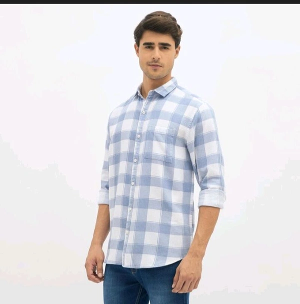 Ziptoo  Men's Blue & White Checkered Casual Shirt – Timeless Everyday Style
 - L