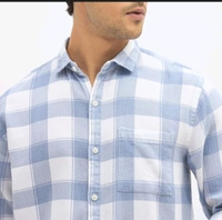 Ziptoo  Men's Blue & White Checkered Casual Shirt – Timeless Everyday Style
 - L