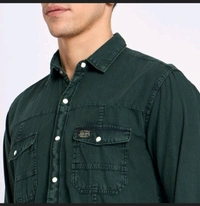Ziptoo Men's Dark Green Casual Shirt – Rugged Utility Style
 - L