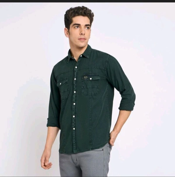 Ziptoo Men's Dark Green Casual Shirt – Rugged Utility Style
 - Xl